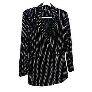 Nasty Gal Black Velvet Blazer With Holographic Flat Sequins Sz 2 Party‎ Eras 80s